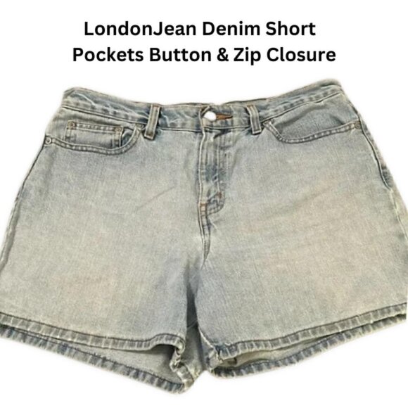 London Jean Denim Shorts Light Blue Pockets Size 10 - Picture 1 of 4